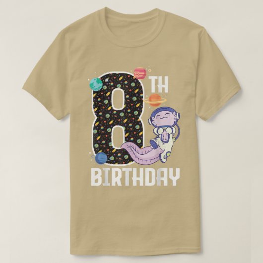 宇宙飛行士Aolotl宇宙空間8歳8歳の誕生日 Tシャツ (デザイン正面)