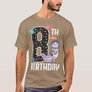 宇宙飛行士Aolotl宇宙空間8歳8歳の誕生日 Tシャツ