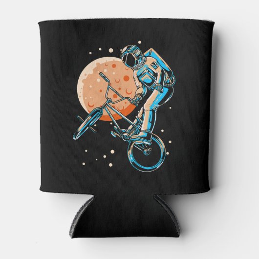 宇宙飛行士BMXムーン宇宙バイクもしくは自転車に乗る人 缶クーラー (正面)
