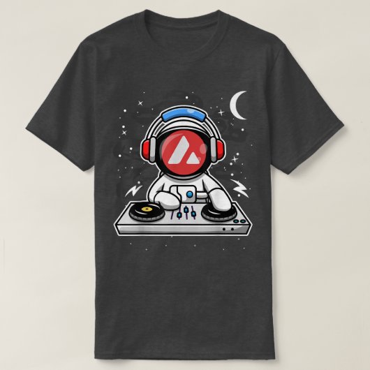 宇宙飛行士DJアバランシェAvaxコインを月の地下室に Tシャツ (デザイン正面)