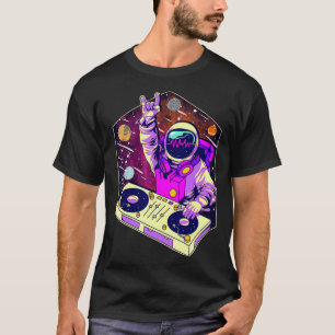 宇宙飛行士DJ音楽サイケデリック精神テクノ Tシャツ