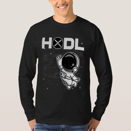 宇宙飛行士Hodl Ripple月の暗号にXrpコイン Tシャツ (正面)