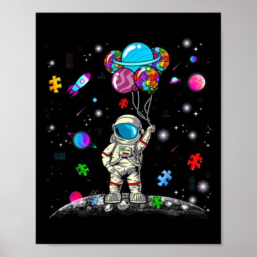 宇宙飛行士Lloonパズル スペース 自閉症啓発のため ポスター (正面)