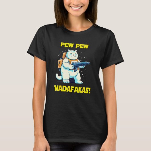 宇宙飛行士Pew Madafakas太った猫 Tシャツ (正面)