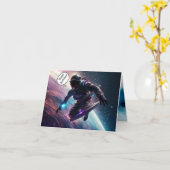 宇宙飛行士Sci-Fi誕生日折り畳みグリーティングカード カード (黄色い花)