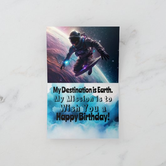宇宙飛行士Sci-Fi誕生日折り畳みグリーティングカード カード (内部)