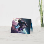 宇宙飛行士Sci-Fi誕生日折り畳みグリーティングカード カード (正面)