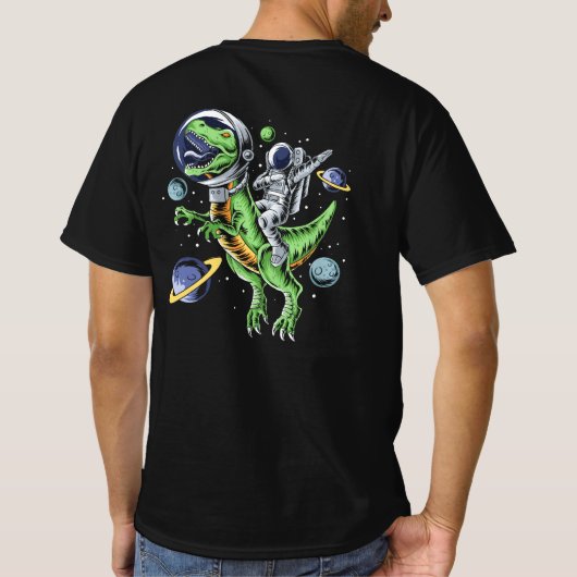 宇宙飛行士Tレックス恐竜アストロTレックス宇宙 Tシャツ (裏面)
