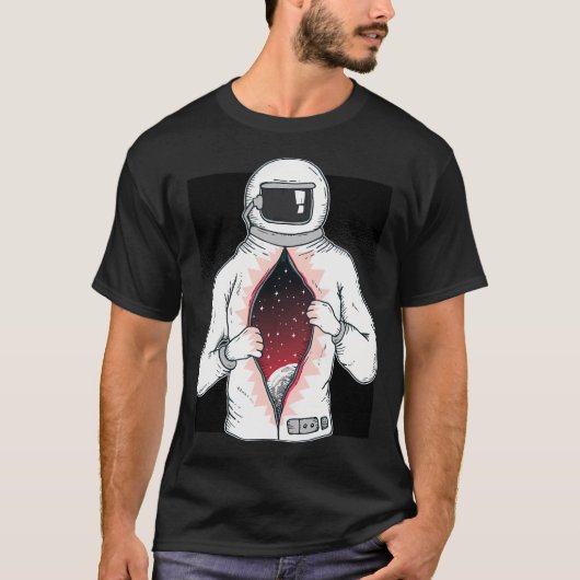 宇宙飛行士Unzipped – 興味深い宇宙ティー。 Tシャツ (正面)