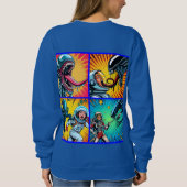 宇宙飛行士vsエイリアンアポップ・アートのート スウェットシャツ (裏面)