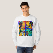 宇宙飛行士vsエイリアンアポップ・アートのート tシャツ (正面フル)