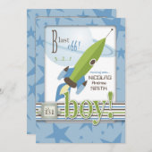 宇宙飛行機のベビーシャワー招待状 招待状 (正面/裏面)