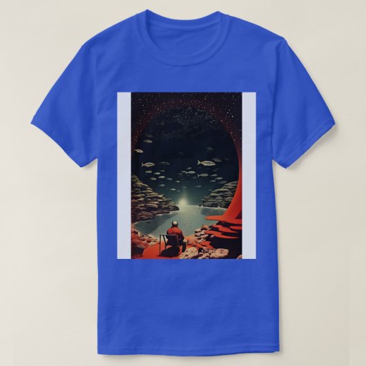 宇宙魚釣りヴィンテージ Tシャツ (デザイン正面)