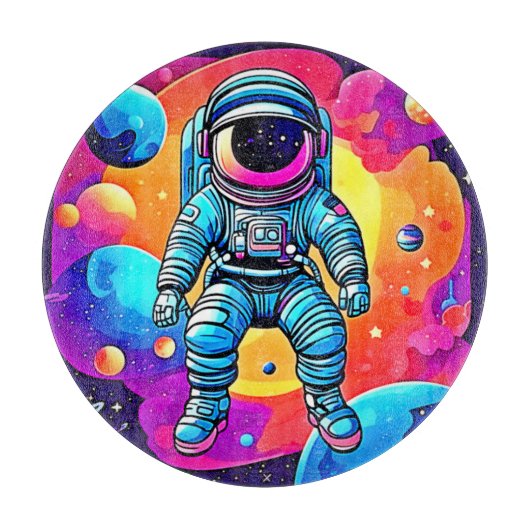 宇宙鮮やかマンガアート:宇宙飛行士の夢 カッティングボード (正面)