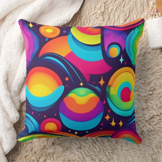 宇宙鮮やか万華鏡のように千変万化するパターン クッション (ブランケット)