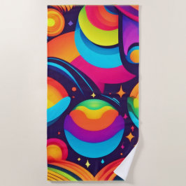 宇宙鮮やか万華鏡のように千変万化するパターン ビーチタオル