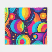 宇宙鮮やか万華鏡のように千変万化するパターン フリースブランケット (正面(横))