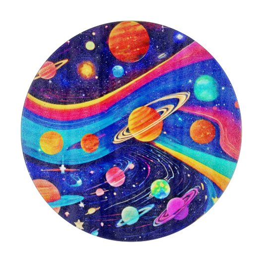 宇宙鮮やか芸術 カッティングボード (正面)