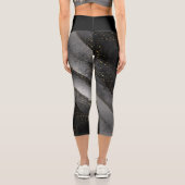 宇宙黒灰色の星天勾配ストライプの カプリレギンス (裏面)