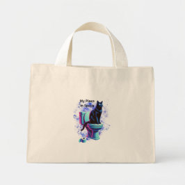 宇宙黒猫トイレ – Surreal Vaporwave Art ミニトートバッグ