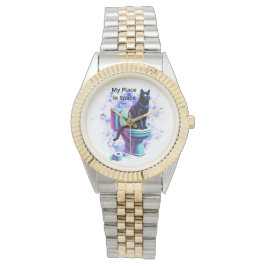 宇宙黒猫トイレ – Surreal Vaporwave Art 腕時計