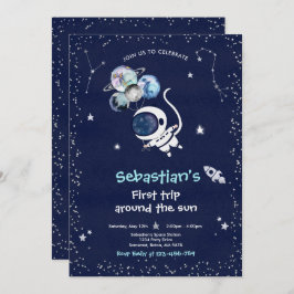 宇宙1歳の誕生日パーティーが初めのまわりにて太陽を旅する 招待状