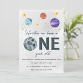 宇宙1歳の誕生日パーティーの招待 招待状 (スタンド正面)