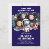 宇宙1歳の誕生日パーティー 初めての太陽一周 招待状 (正面)