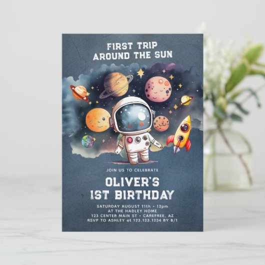 宇宙1歳誕生日パーティー 太陽を一周する最初の旅 招待状 (スタンド正面)