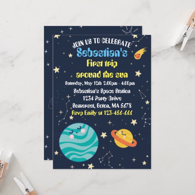 宇宙1歳誕生日パーティー 太陽を一周 (正面/裏面インサイチュ)