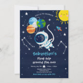 宇宙1歳誕生日パーティー 太陽を一周 招待状 (正面)