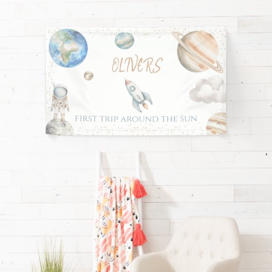 宇宙1歳誕生日 太陽を一周する最初の旅 横断幕 (インサイチュ)