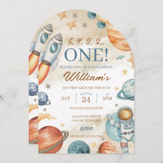 宇宙1歳 招待状 (正面/裏面)