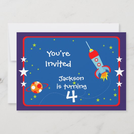 宇宙1誕生日パーティーの招待 招待状 (正面)