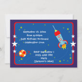 宇宙1誕生日パーティーの招待 招待状 (裏面)