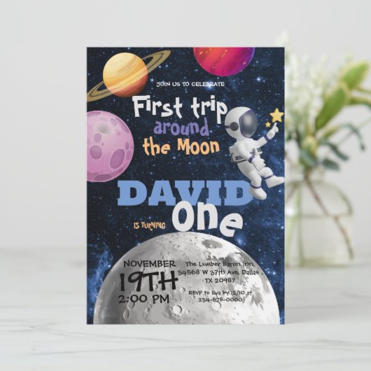 宇宙1thバースデーファーストリップザのまわりにムーン 招待状 (スタンド正面)