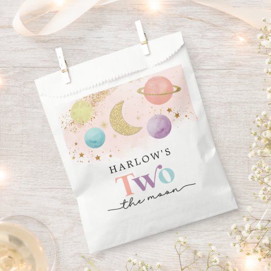 宇宙2月2日の誕生日パーティー フェイバーバッグ (クリップ留めされた状態)