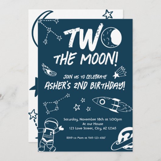 宇宙2月2日の誕生日 招待状 (正面/裏面)