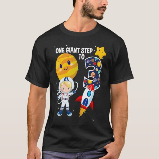 宇宙3歳3歳の誕生日パーティー宇宙日 Tシャツ (正面)