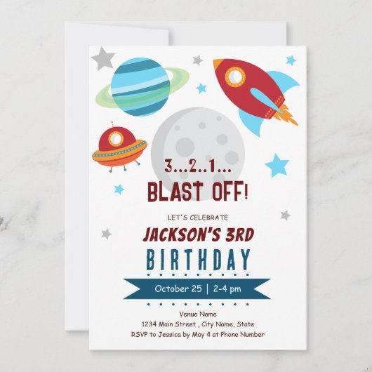 宇宙3歳 招待状 (正面)