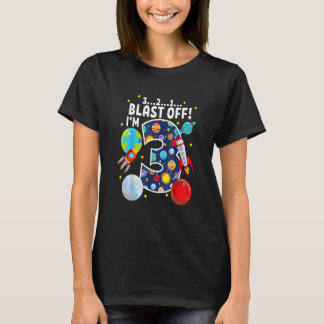 宇宙321ブラストオフ年齢3歳の誕生日パーティー Tシャツ