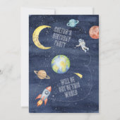 宇宙3 2 1ブラストオフ誕生日招待状 招待状 (裏面)