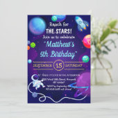 宇宙5番目の誕生日ブルー宇宙飛行士惑星 招待状 (スタンド正面)