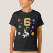 宇宙6歳6誕生日惑星宇宙飛行士 Tシャツ (正面)