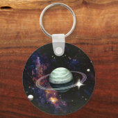 宇宙、サターンリングや輪&衛星 キーホルダー (正面)