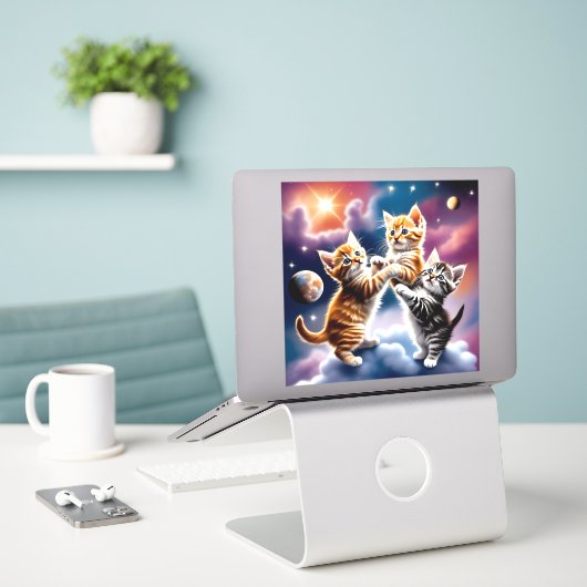 宇宙 シール (デスク上のノートパソコン)