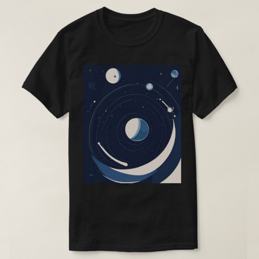 宇宙 スペース プラネット 月 星 アストロノミー ギフト ジオメトリック Tシャツ (デザイン正面)