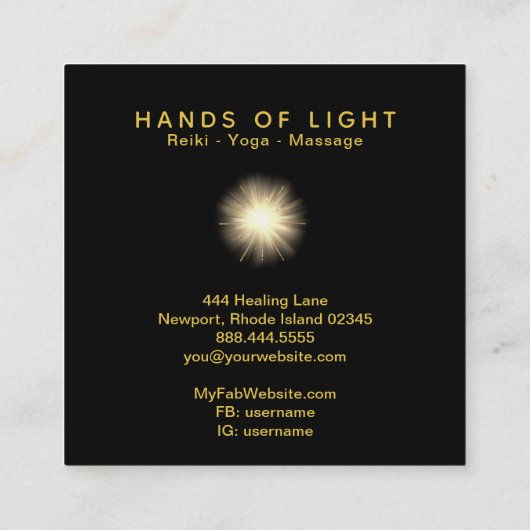 *~*宇宙 ヒーリングハンズユニバーススターズエネルギー スクエア名刺 (裏面)