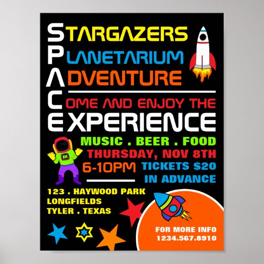 宇宙、プラネタリウムイベント広告ズ ポスター (正面)