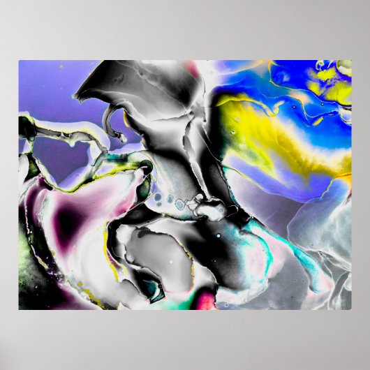 宇宙。光沢のある白の背景。スモーク石板写真 ポスター (正面)